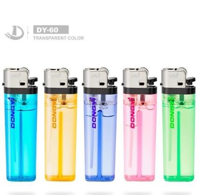 Modelo de plástico N.O. DY-60 Cigarro de cor transparente Linterna a gás de pedra com consumo