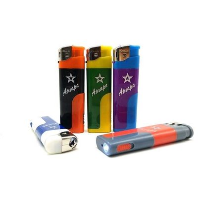Tamanho de cartão 44*26*27cm Recarregável Electronic Soft Piezo Flame Gas Lighter com LED