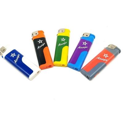 Tamanho de cartão 44*26*27cm Recarregável Electronic Soft Piezo Flame Gas Lighter com LED