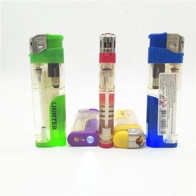Tamanho de cartão 44*26*27cm Recarregável Electronic Soft Piezo Flame Gas Lighter com LED