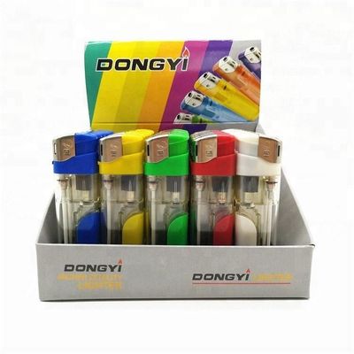 Cinco cores de plástico colorido LED Cakmak recarregável Electronic Gas cigarro isqueiro