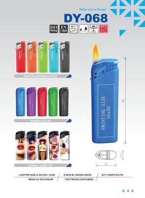 Pedido personalizado Obtenha um isqueiro de plástico descartável de gás colorido de 8,2 * 2,6 * 1,14cm