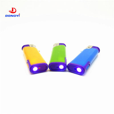 Tocha DY-F003 com lâmpada LED Turbo Flame Butano Gas Elétrico Windproof Lighter