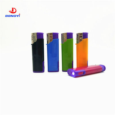 Tocha DY-F003 com lâmpada LED Turbo Flame Butano Gas Elétrico Windproof Lighter