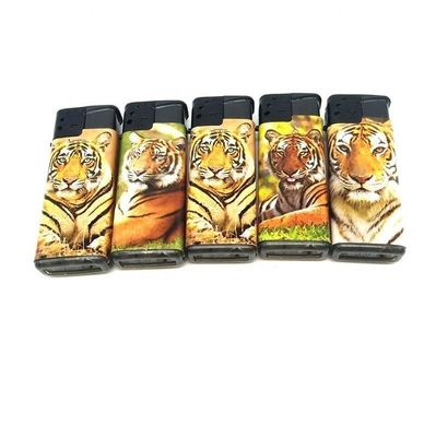 ISO9994 Turbo Flame Windproof Lighter de gás padrão com logotipo personalizado Tiger Sticker