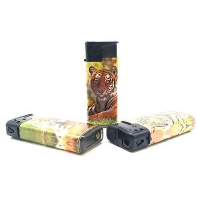 ISO9994 Turbo Flame Windproof Lighter de gás padrão com logotipo personalizado Tiger Sticker