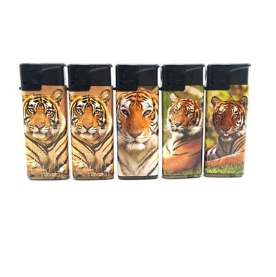 ISO9994 Turbo Flame Windproof Lighter de gás padrão com logotipo personalizado Tiger Sticker