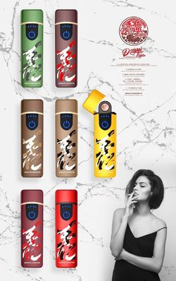 Personalização USB recarregável plástico à prova de vento impressão digital elétrica pizo Lighter