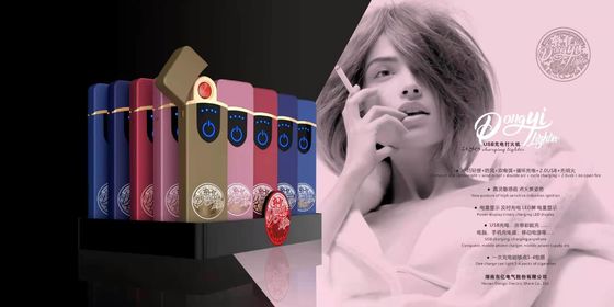 Personalização USB recarregável plástico à prova de vento impressão digital elétrica pizo Lighter