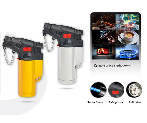 Função flint ajustável resistente ao vento gasoso de butano Micro Jet tocha de cigarro para seguro
